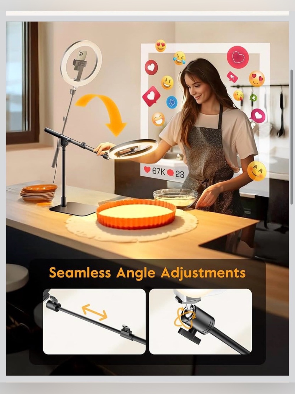 Adjustable LED Ring Light with Phone Mount - Picture 3 of 8